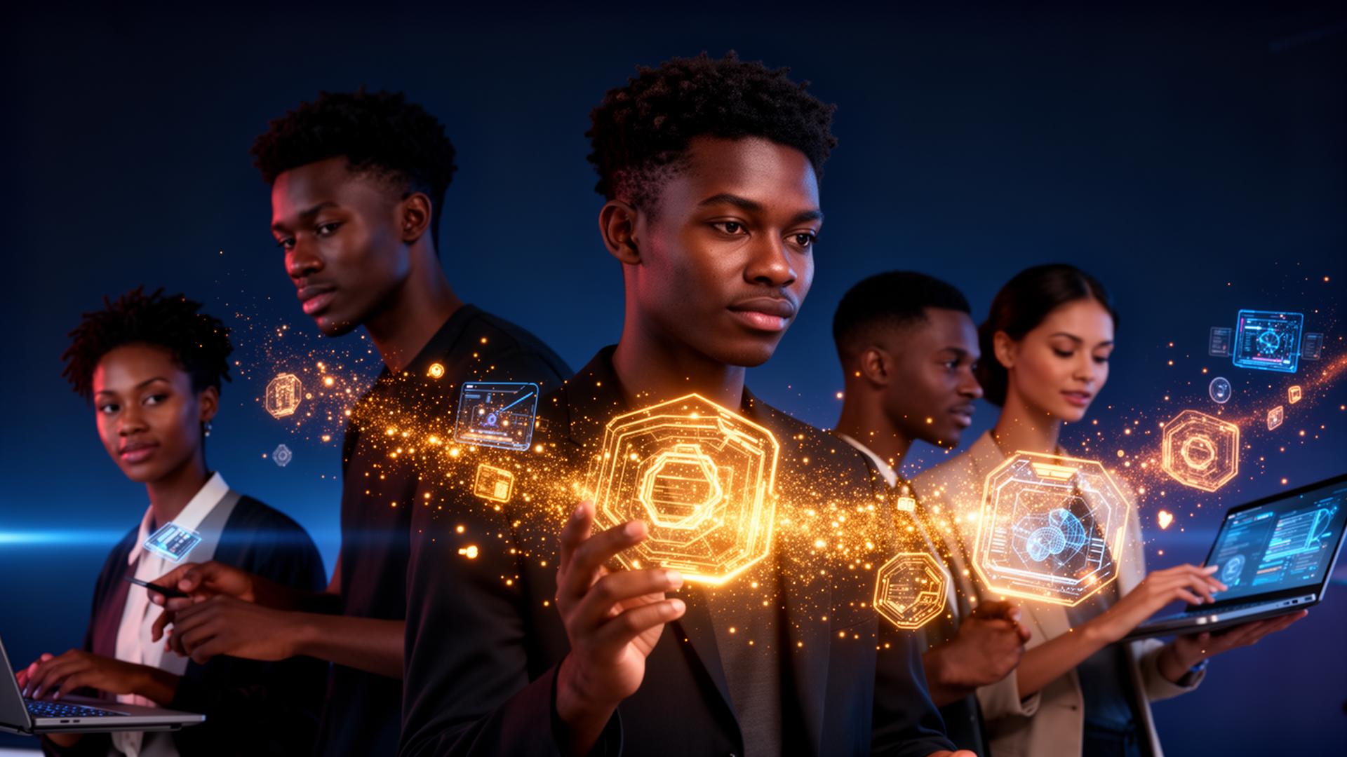 Creative professionals collaborating with AI-powered tools